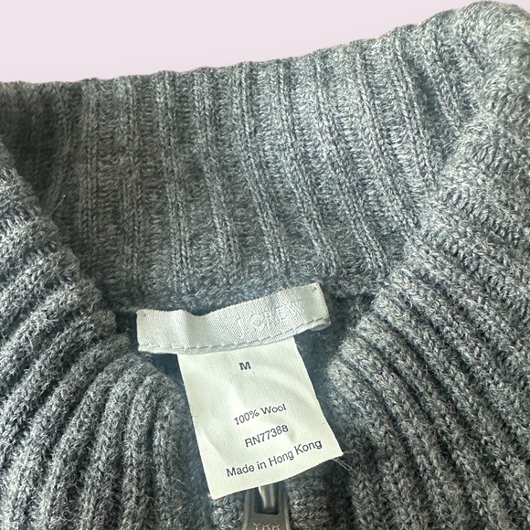 Women’s J. Crew Grey Wool Zip Front Long Sweater With Belt Size Medium - Picture 11 of 11
